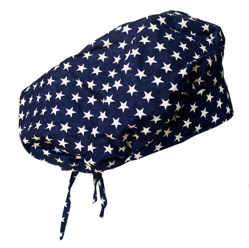Banded USA Navy Bouffant Stars Surgical Scrub Cap Hat