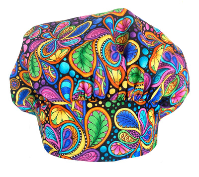 Banded Bouffant Colorful Paisley Scrub Cap Hat