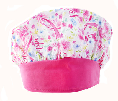 Banded Bouffant Pink Ribbon Hope & Faith Scrub Cap Hat