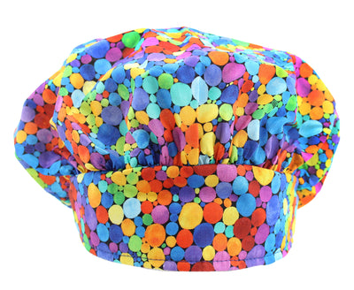 Banded Bouffant Rainbow Polka Dots Scrub Cap Hat