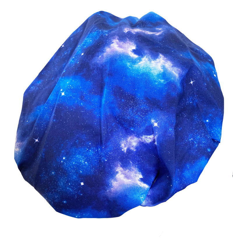 Starry Galaxy Sky Banded Bouffant Blue Scrub Cap