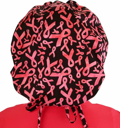 Banded Bouffant Pink Ribbons of Hope Cancer Awareness Scrub Cap