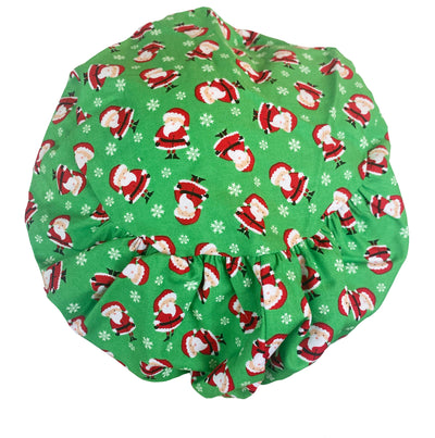 Cord Lock Bouffant Holiday Christmas Green Santa Scrub Cap Hat