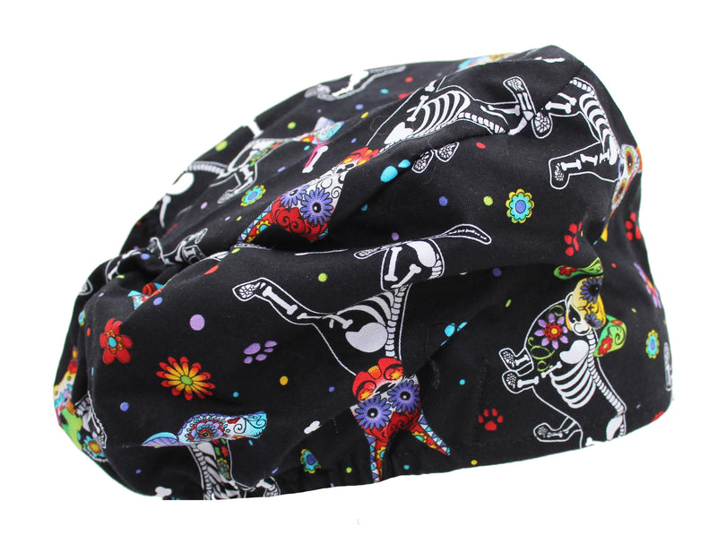 Cord Lock Bouffant Funny Colorful X-Ray Dogs Scrub Cap Hat