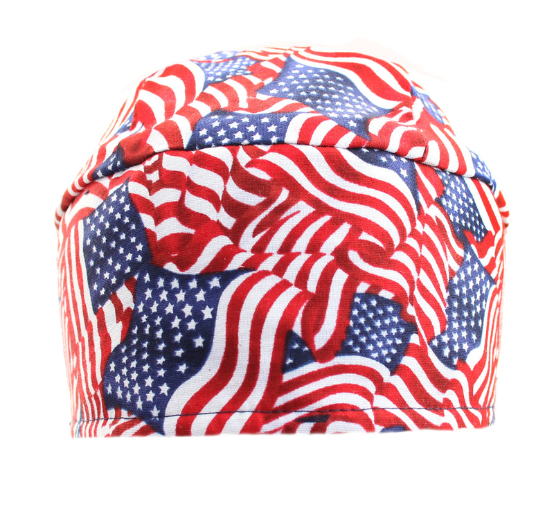 Nomad USA Flag Stars & Stripes Skull Cap Hat with Extra Long Tails
