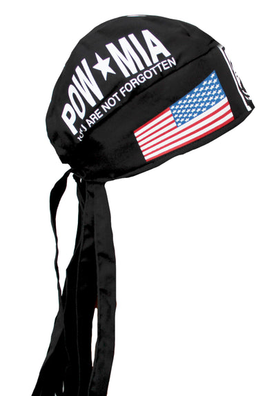 Nomad POW MIA USA Black Skull Cap Head Wrap with Extra Long Tails