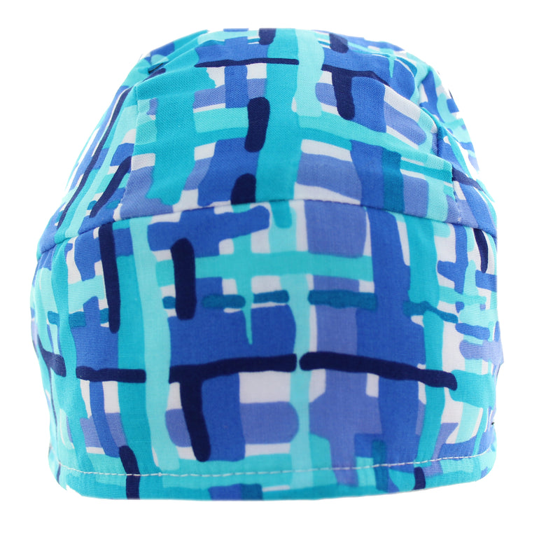 Nomad Blue Geometric Skull Cap Hat with Extra Long Tail