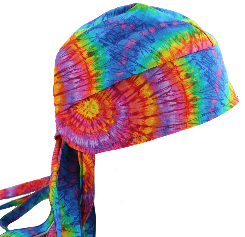 Nomad Tie Dye Skull Cap Hat with Extra Long Tails