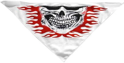 White, Black & Red Skull Flames Face Covering Face Mask