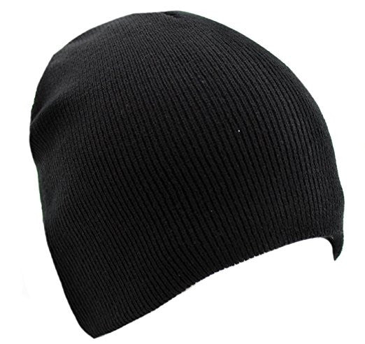 Solid Black Knit Beanie Skull Cap