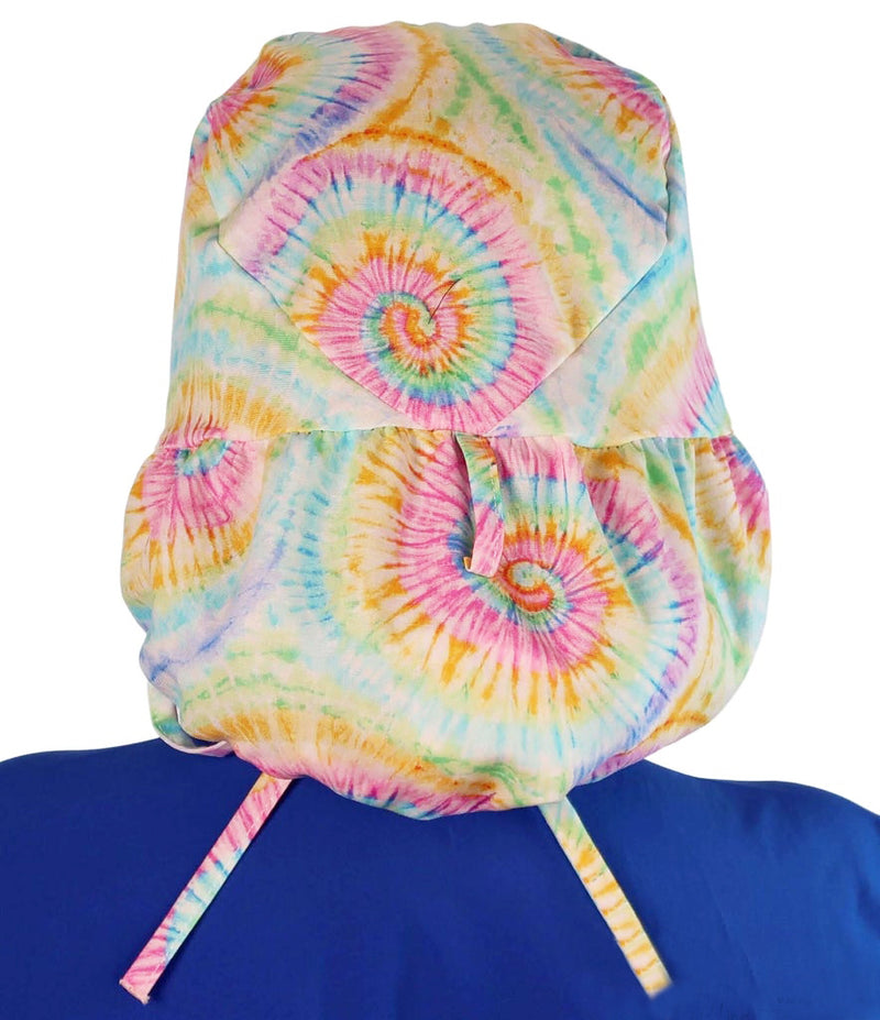 Extra Room Bouffant Pastel Rainbow Tie Dye Scrub Cap Hat
