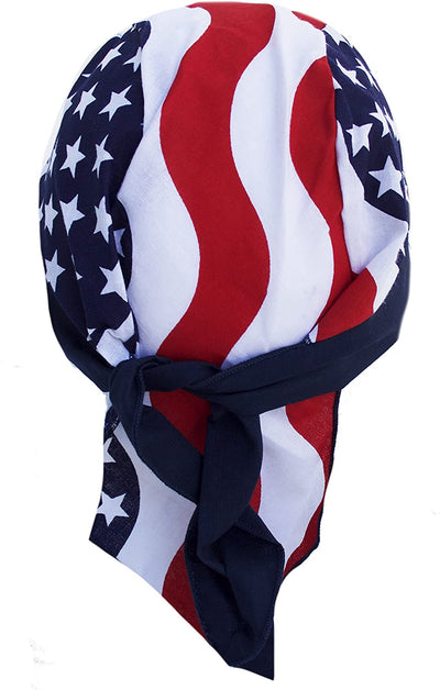 Patriotic USA Flag Bandana Headwrap Headscarf Adjustable Durag Hat Cap