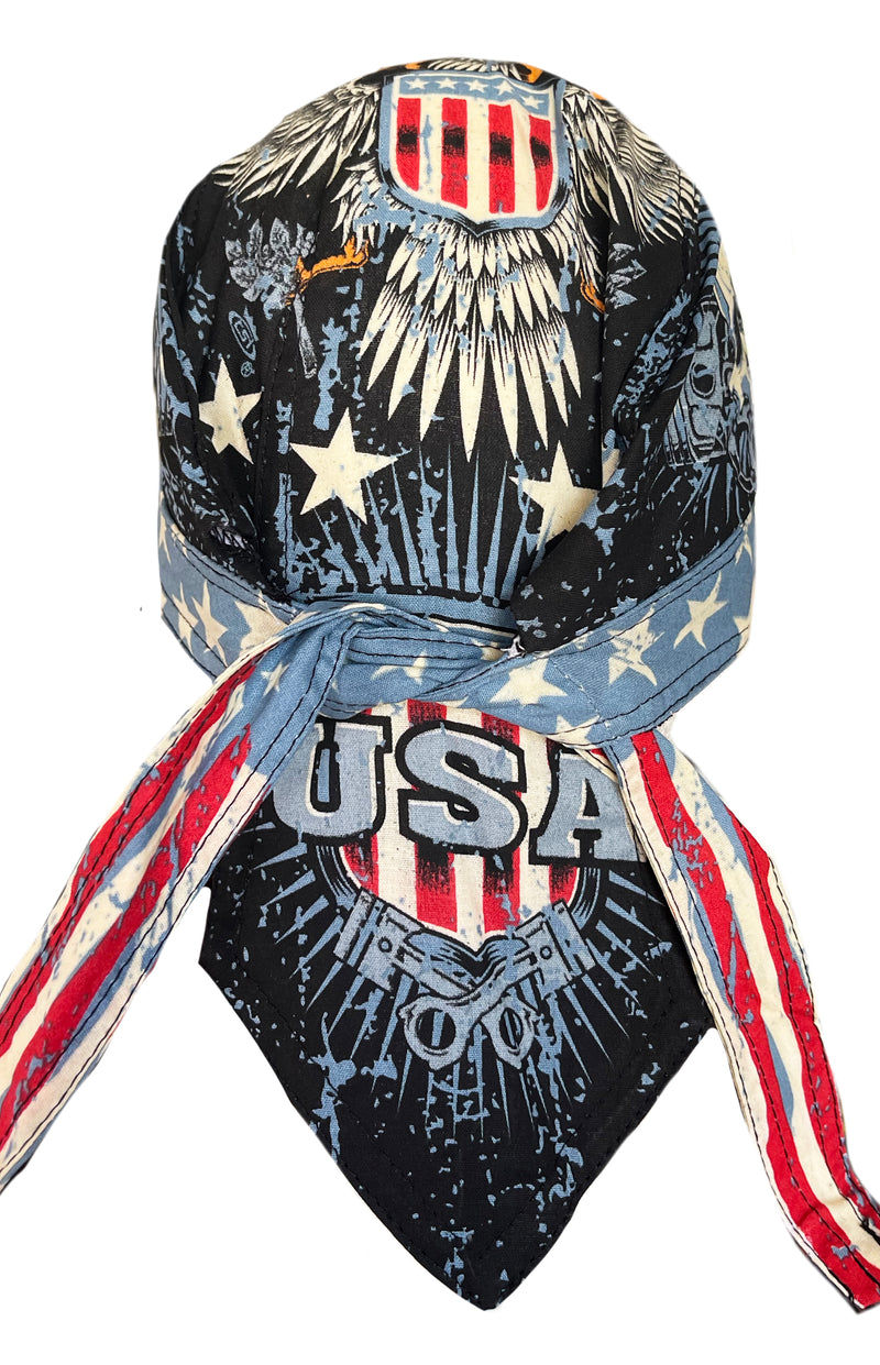 American Iron USA a Du Rag  Skull Cap