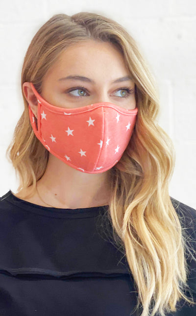 Coral Star Cotton Face Mask