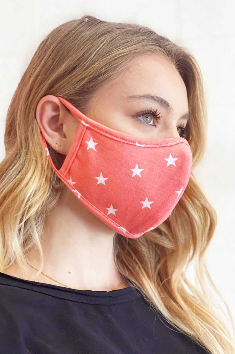 Coral Star Cotton Face Mask