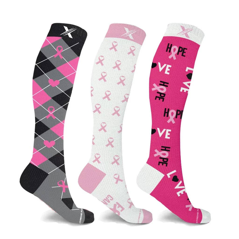 Hope & Love Cancer Awareness Graduated Compression Socks (3 Pair)
