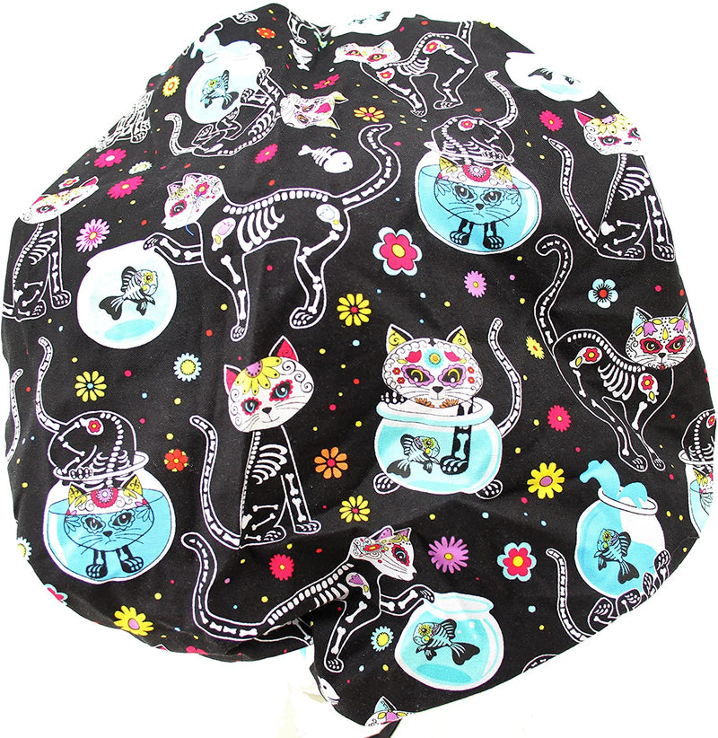 Banded Bouffant Fun X-Ray Kitty Cats Scrub Cap Hat