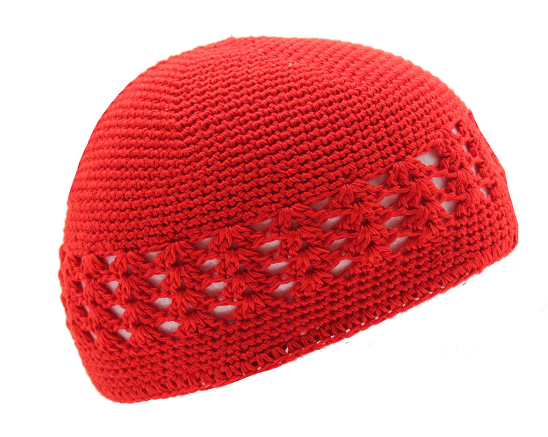 Solid Red Crochet Knit Beanie Skull Cap