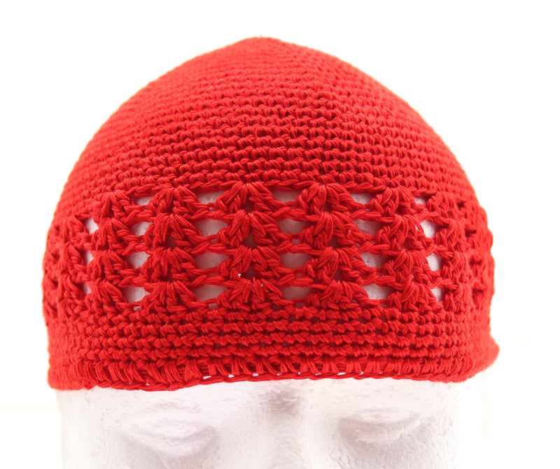 Solid Red Crochet Knit Beanie Skull Cap