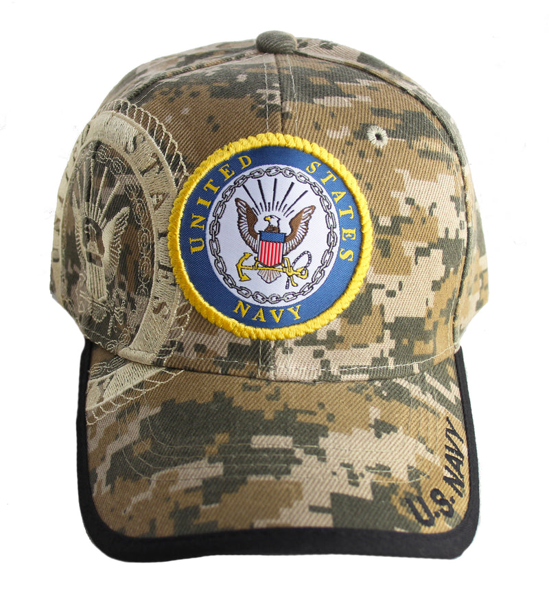 Camo US Navy Logo Soft Green Beige Baseball Cap Hat