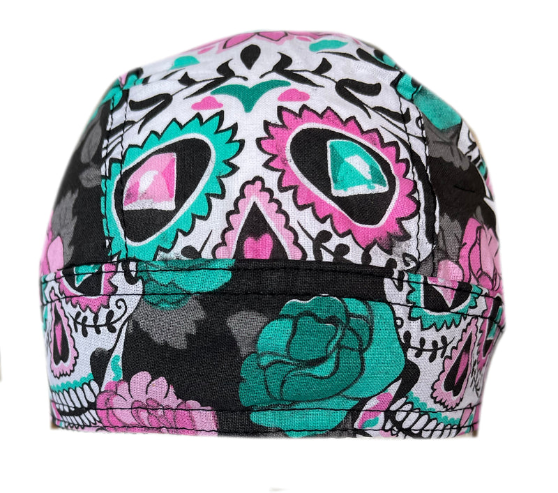 Danbanna Pink Skull & Roses Skull Cap Head Wrap