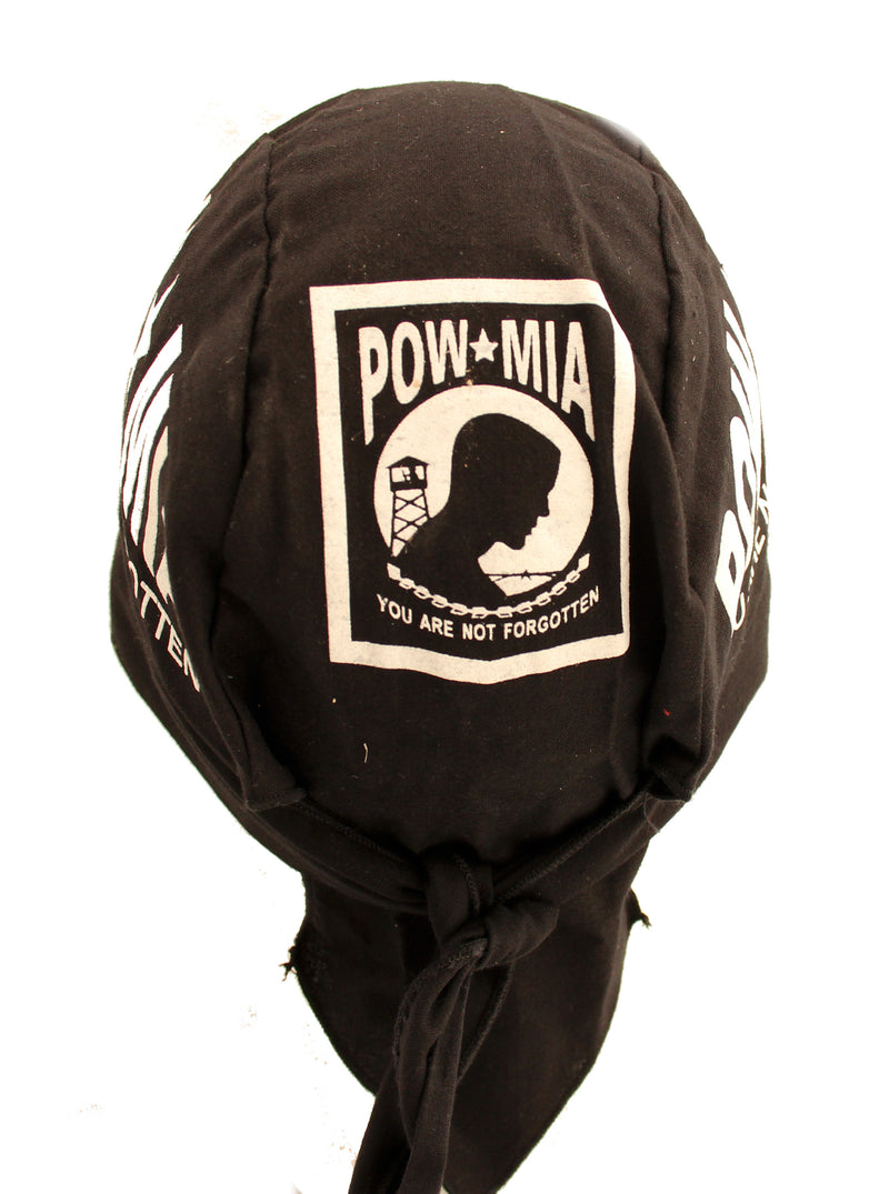 POW MIA Black & White Skull Cap Hat Bandana
