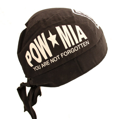 POW MIA Black & White Skull Cap Hat Bandana