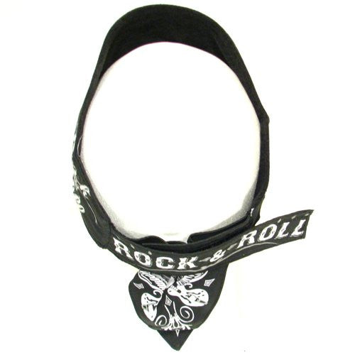 Rock & Roll Black Chop Top Biker Bandana Head Doo Wrap Scarf
